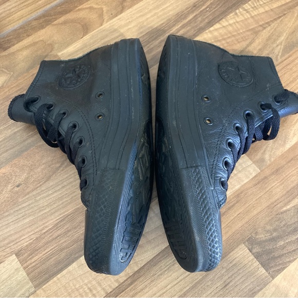 Converse Mono Black Leather Trainers Shoes High Top UK Size 3.5. - Picture 12 of 12